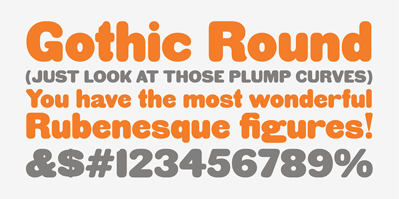 Card displaying HWT Gothic Round typeface in various styles