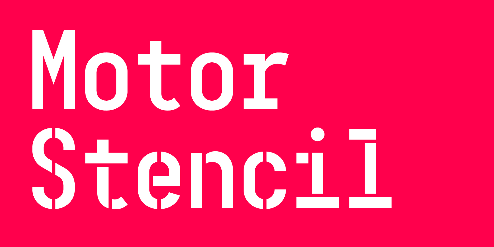 Card displaying Motor typeface in various styles
