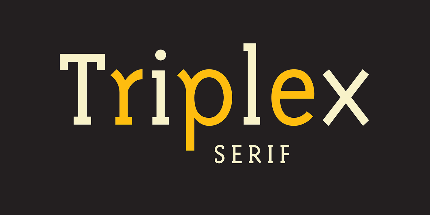 Card displaying Triplex Serif typeface in various styles