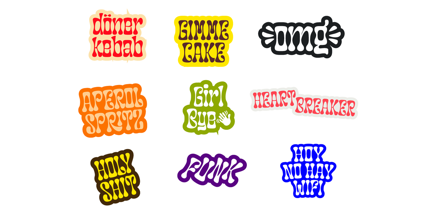 Card displaying Groupie typeface in various styles