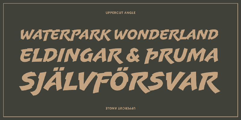 Card displaying Uppercut Angle typeface in various styles