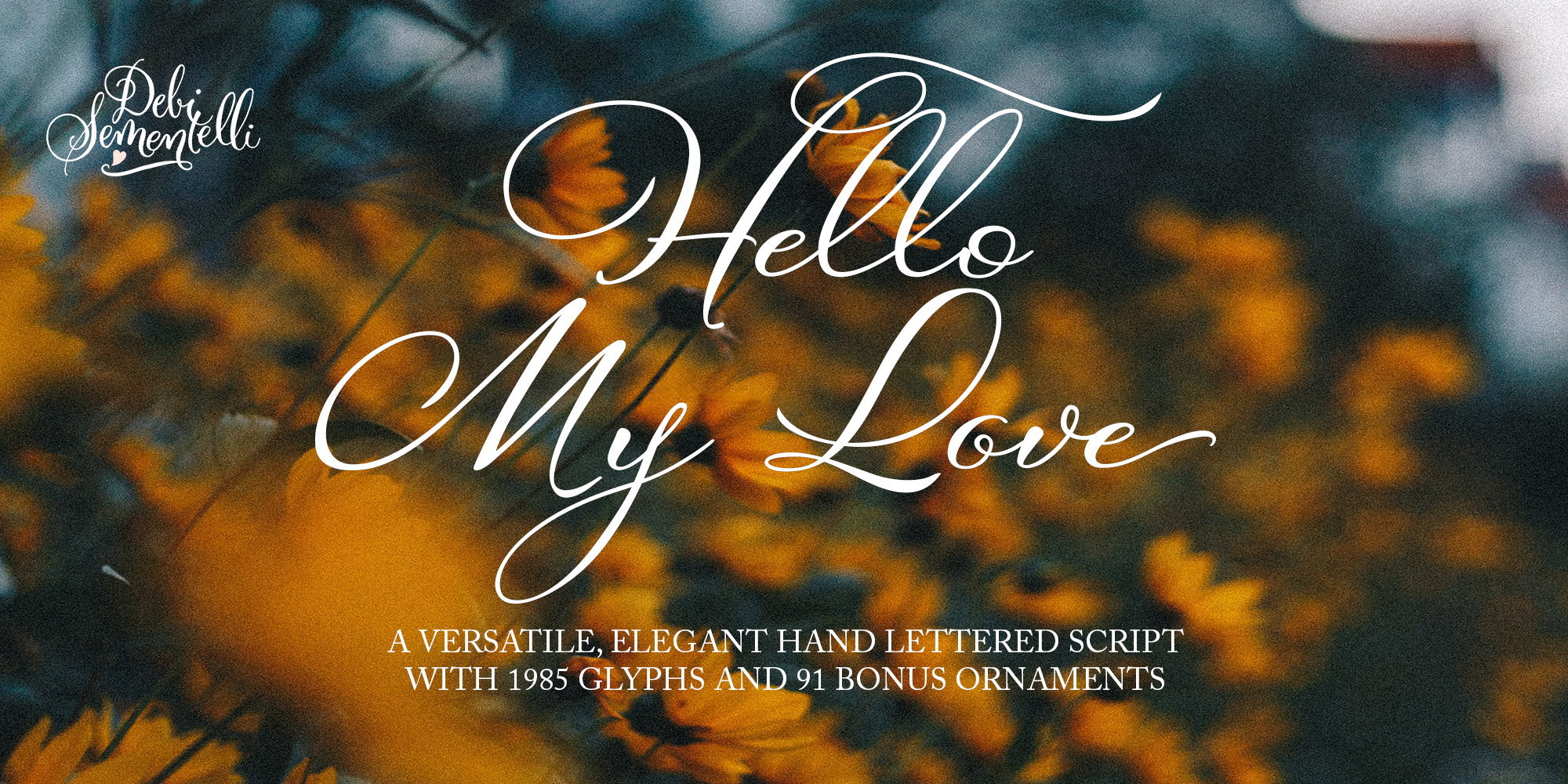 Card displaying Hello My Love typeface in various styles