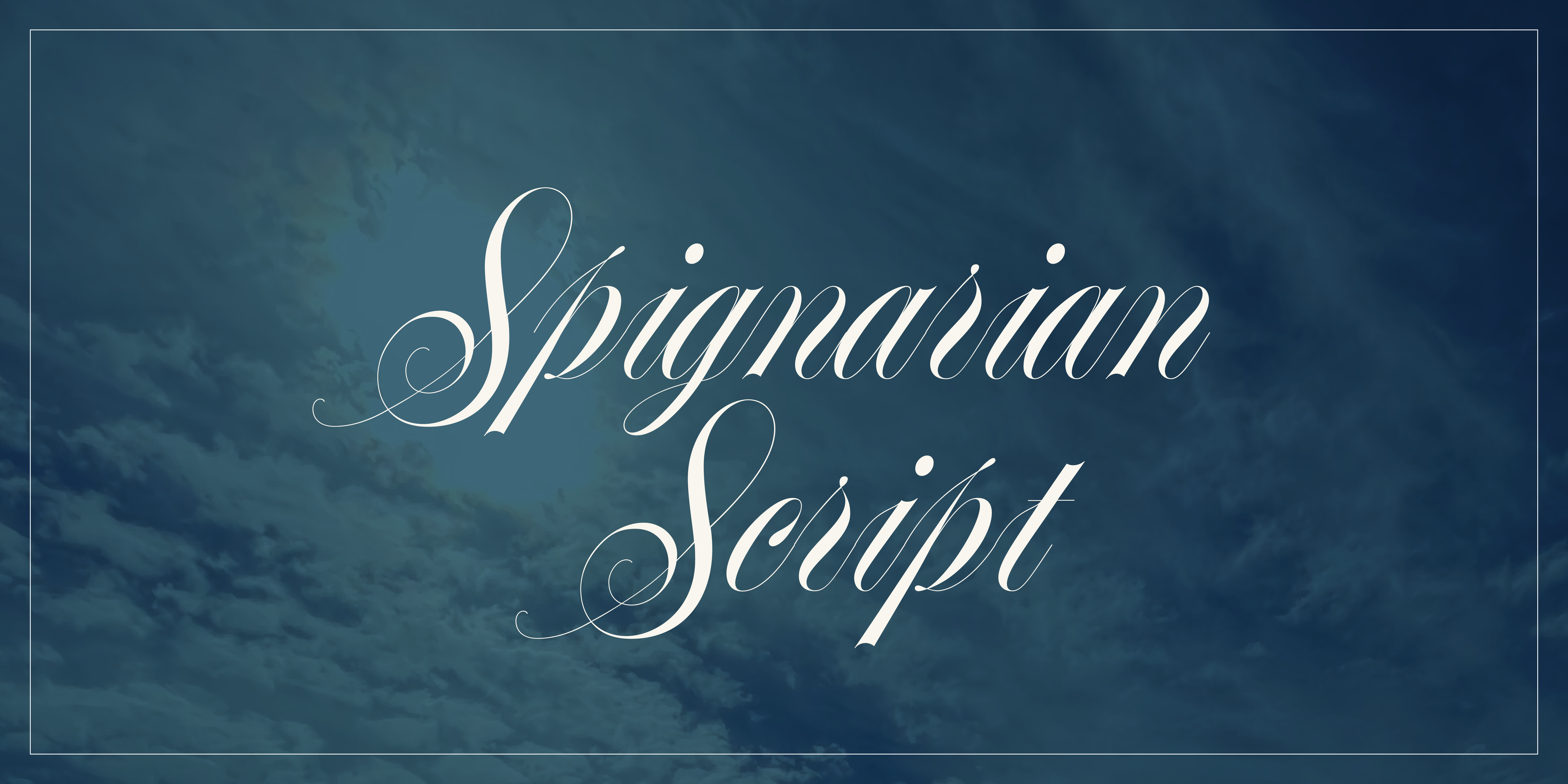 Card displaying Spignarian Script typeface in various styles