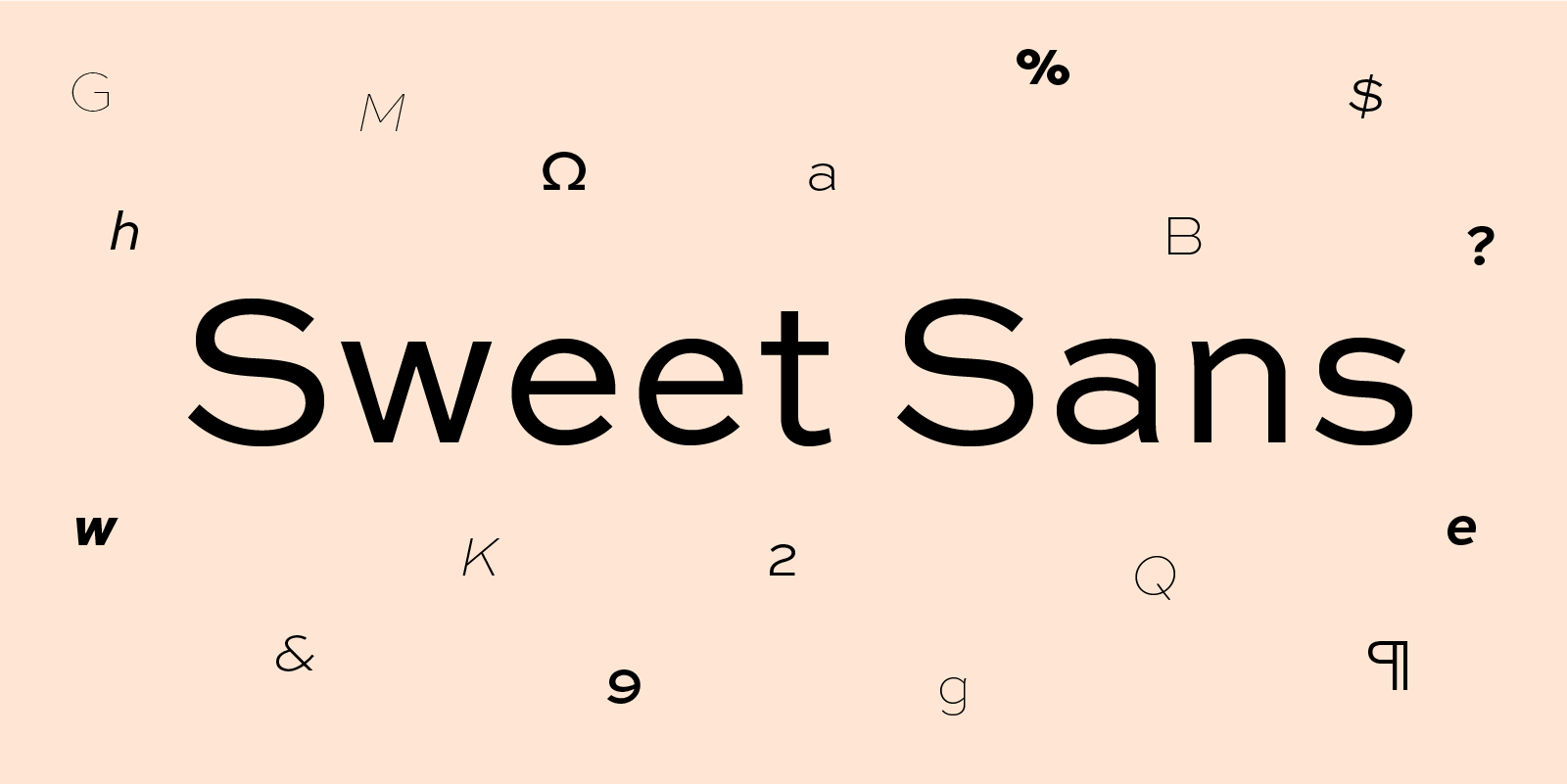 Card displaying Sweet Sans Pro typeface in various styles