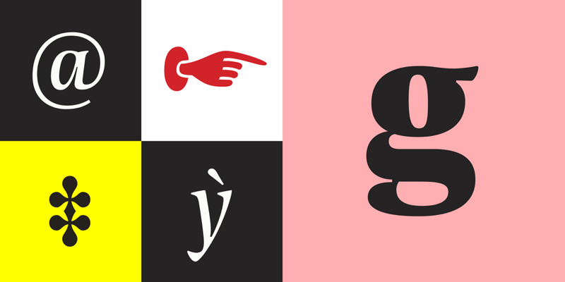 Card displaying Geller typeface in various styles