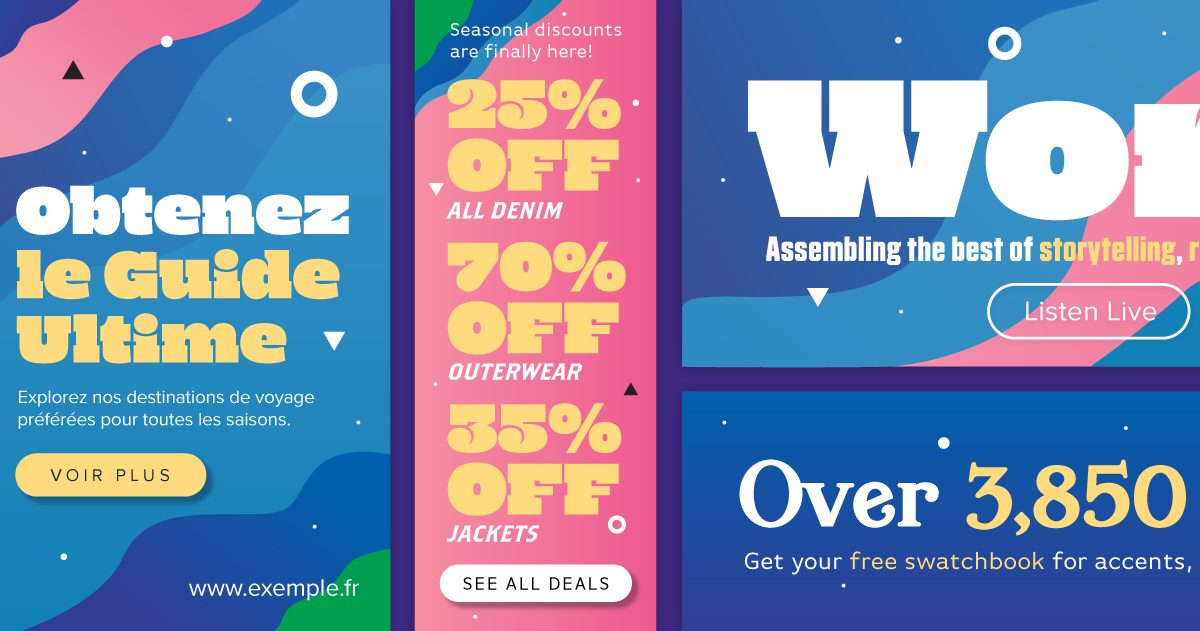 Browse fonts in the Colorful Web Banners font pack | Adobe Fonts ...