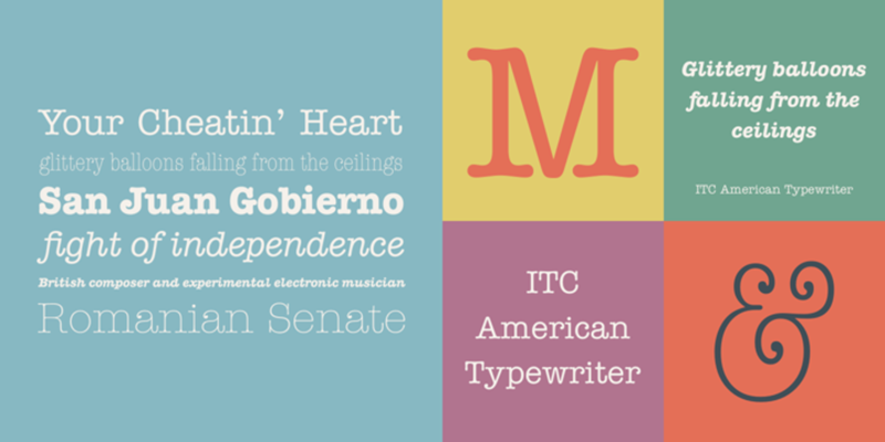 Card displaying ITC American Typewriter typeface in various styles