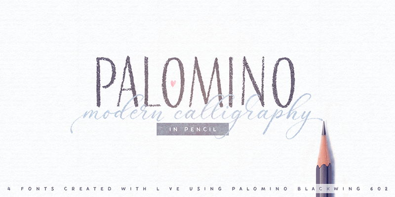 Card displaying Palomino typeface in various styles