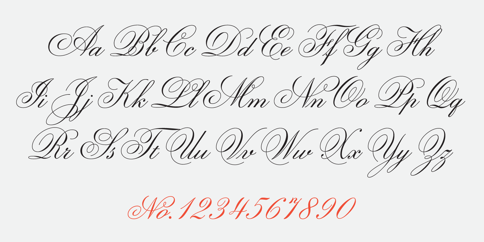 Card displaying Sweet Fancy Script typeface in various styles