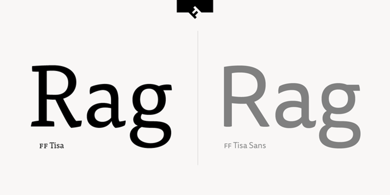 Card displaying FF Tisa typeface in various styles