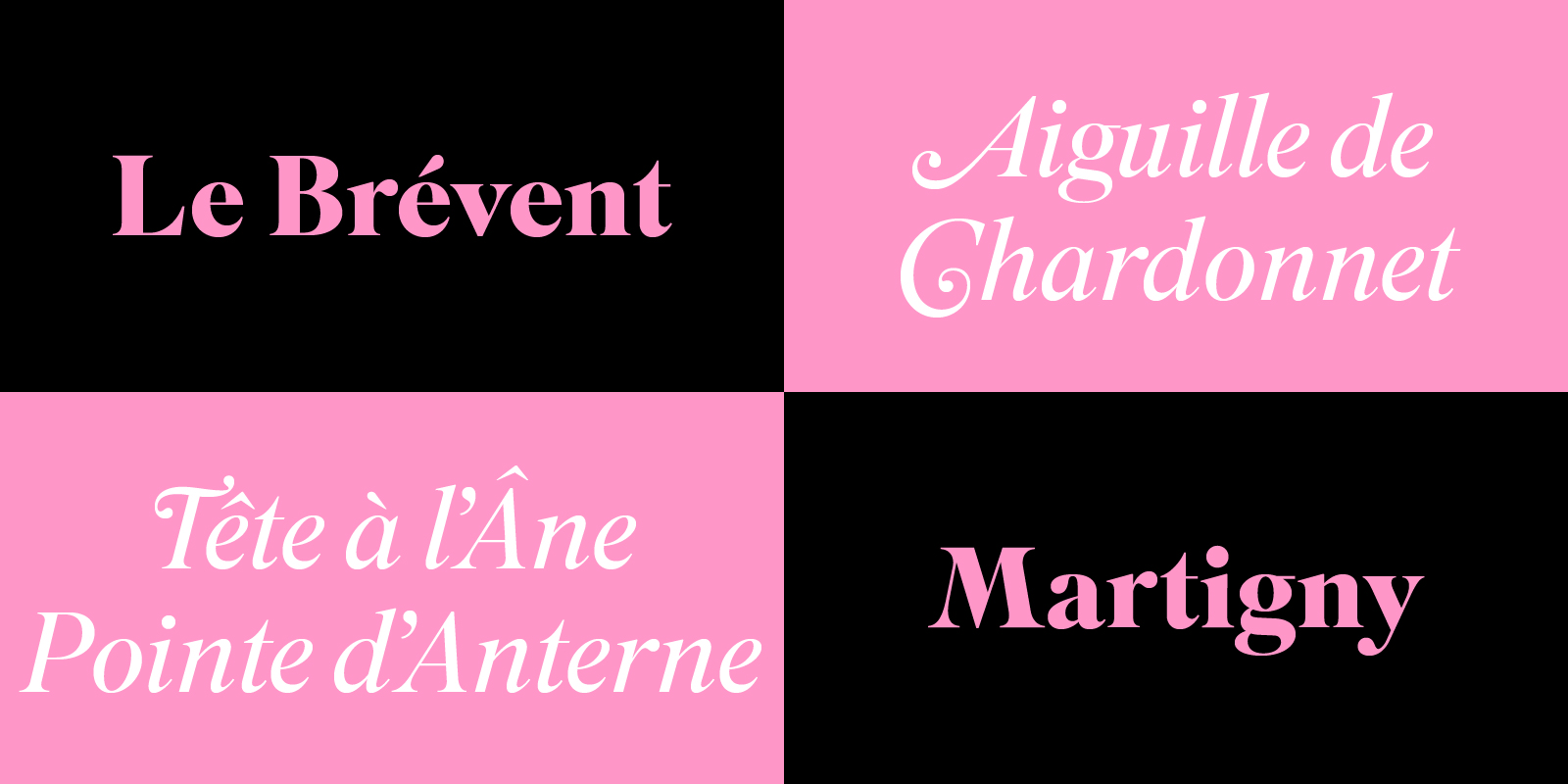 Card displaying Superior Title typeface in various styles