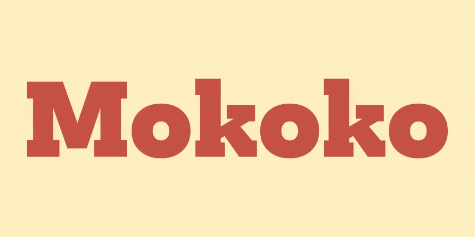 Card displaying Mokoko Variable typeface in various styles