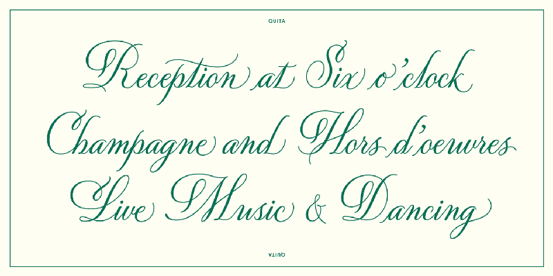 Card displaying Quita typeface in various styles