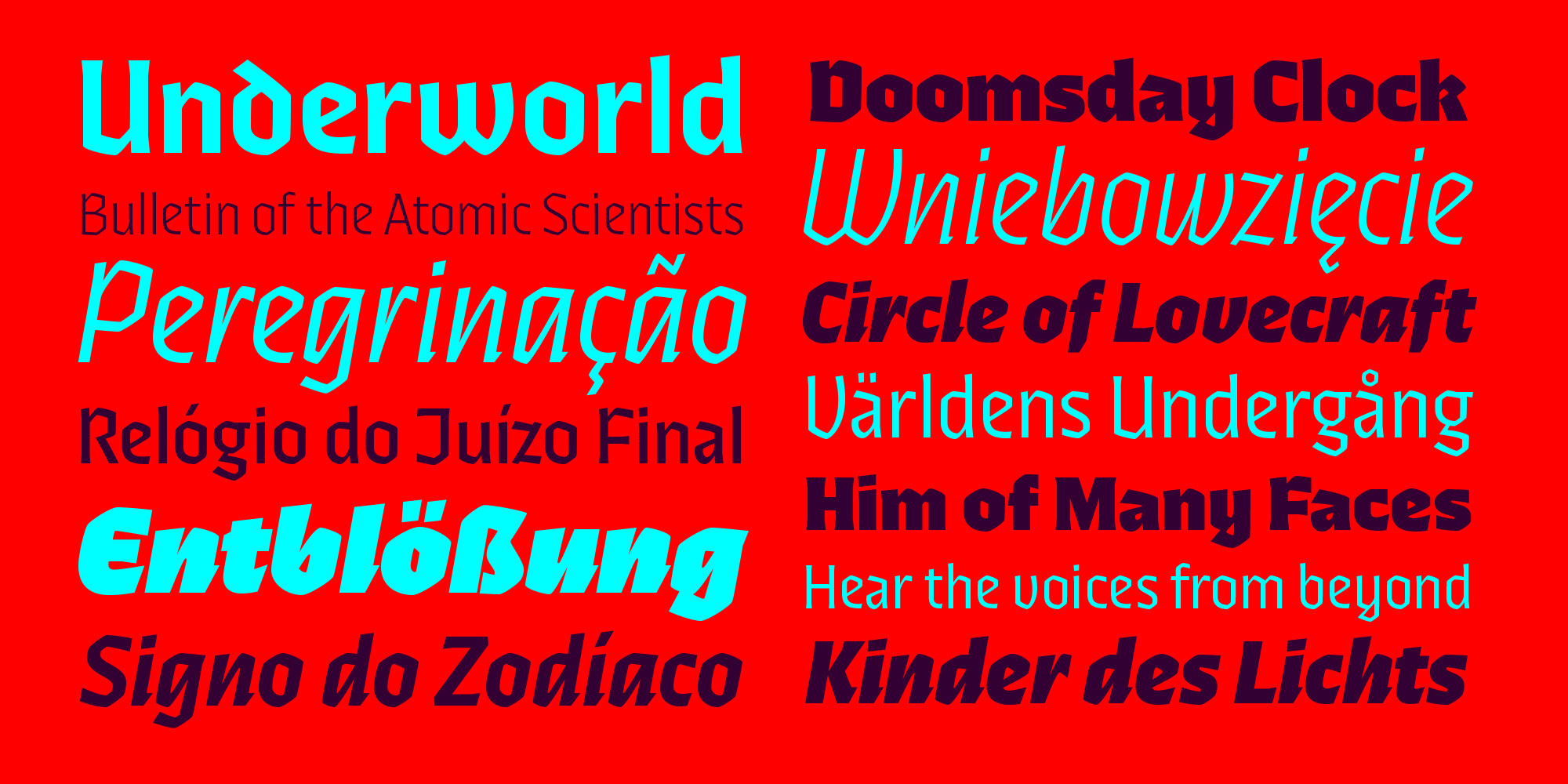 Card displaying Ferryman typeface in various styles