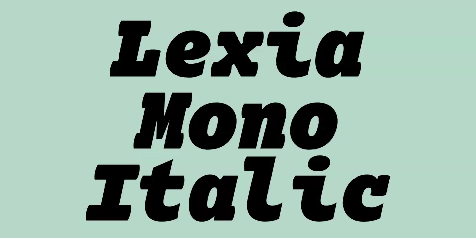 Card displaying Lexia Mono Variable typeface in various styles