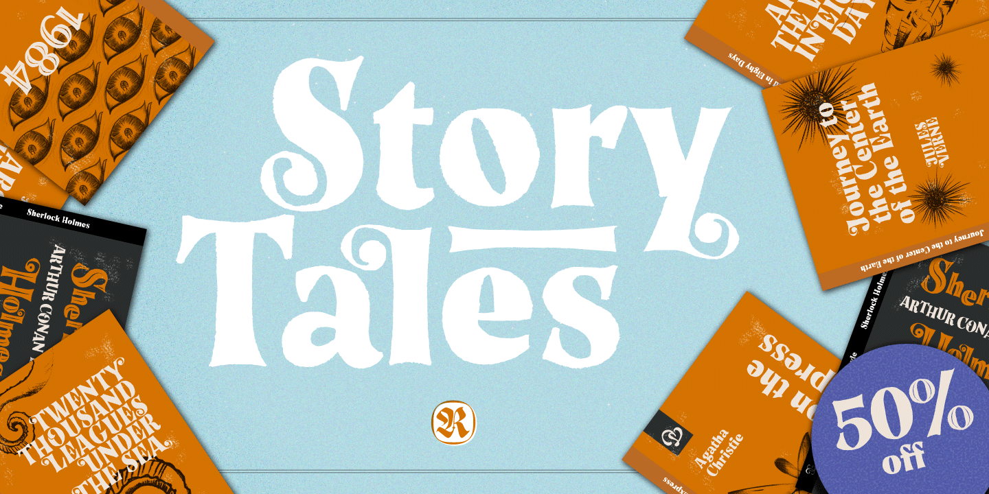Card displaying Story Tales typeface in various styles