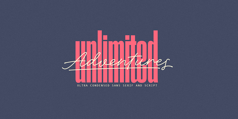 Card displaying Adventures Unlimited typeface in various styles