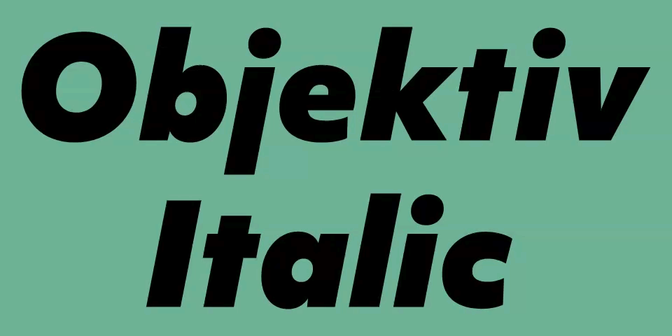 Card displaying Objektiv Variable typeface in various styles