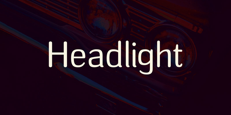 Card displaying Headlight typeface in various styles