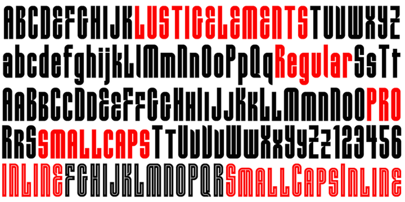 Card displaying HWT Lustig typeface in various styles