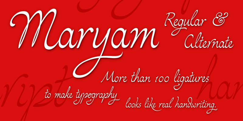 Card displaying Maryam typeface in various styles