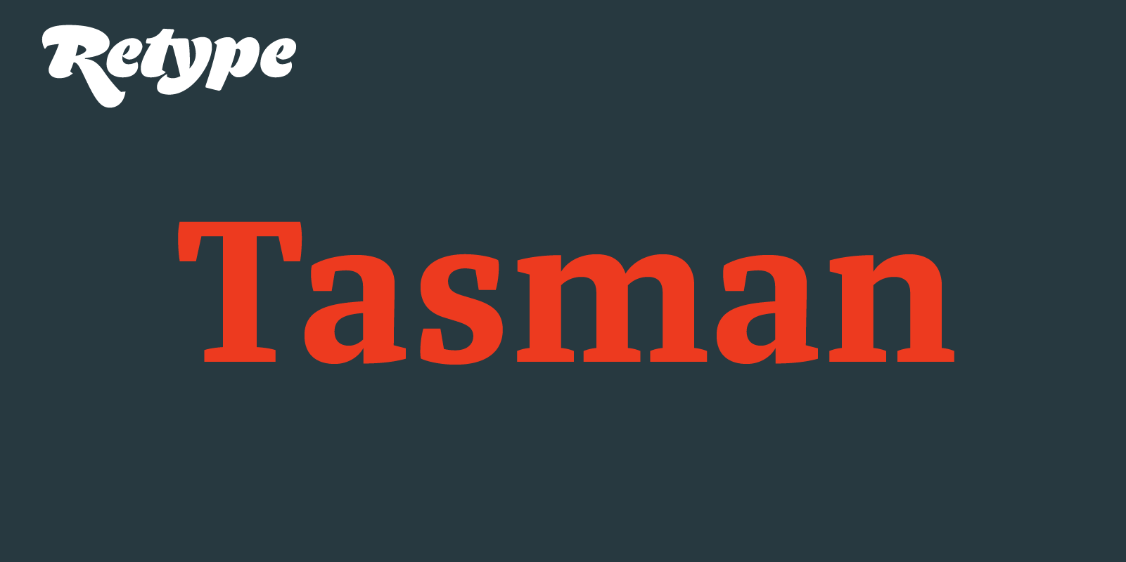 Card displaying Tasman typeface in various styles