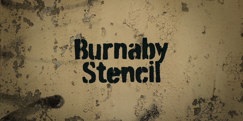 Card displaying Burnaby typeface in various styles