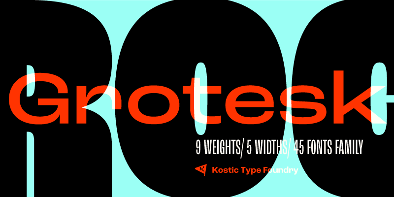 Card displaying Roc Grotesk typeface in various styles