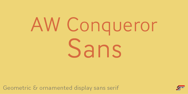 Card displaying AW Conqueror Sans typeface in various styles