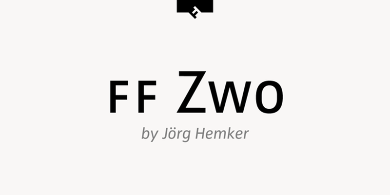 Card displaying FF Zwo typeface in various styles