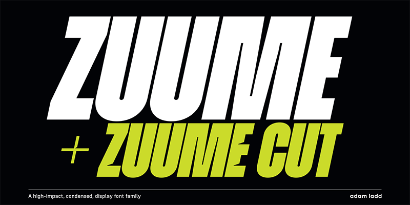 Card displaying Zuume Cut typeface in various styles