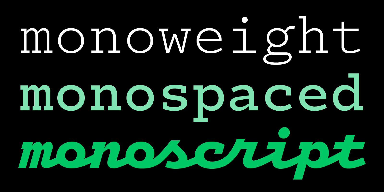 Card displaying Logic Monospace typeface in various styles