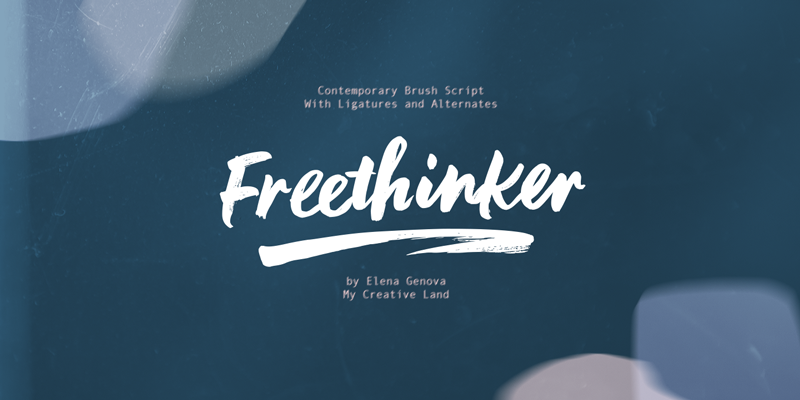 Card displaying Freethinker typeface in various styles