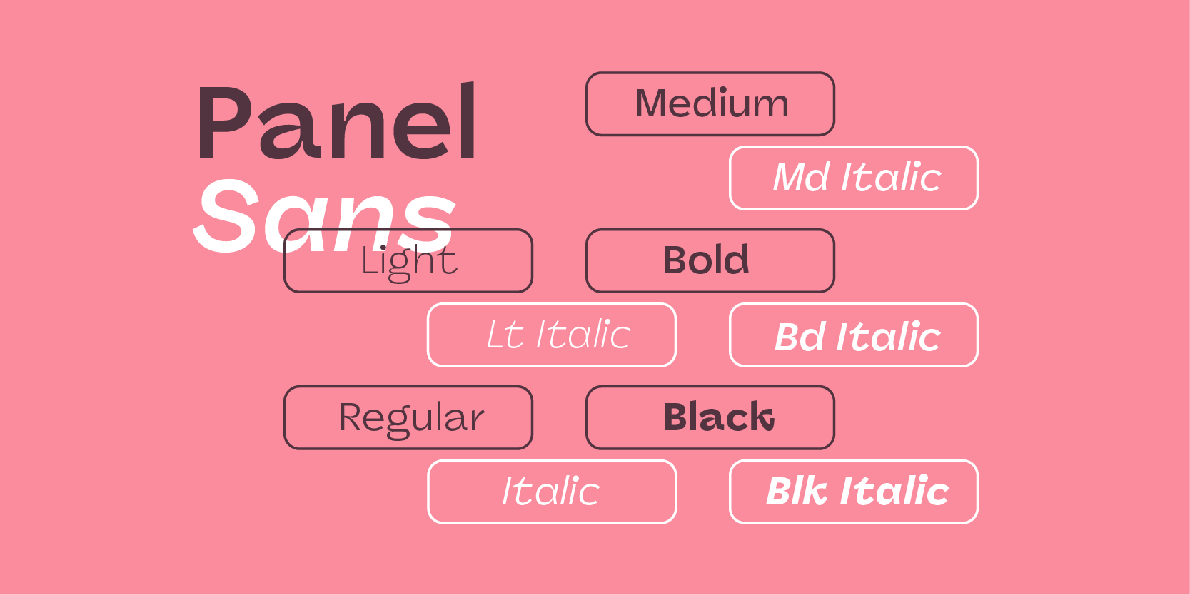 Card displaying Panel Sans typeface in various styles