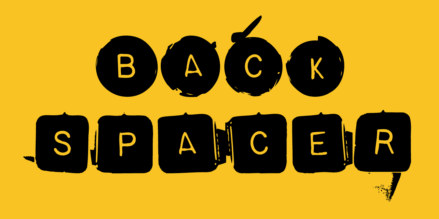 Card displaying Backspacer typeface in various styles