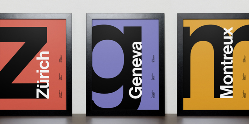 Card displaying Neue Haas Grotesk typeface in various styles