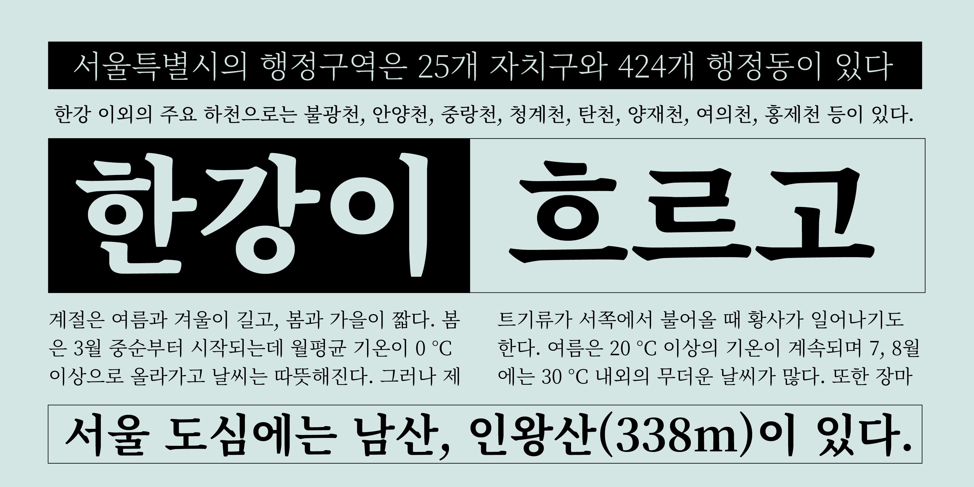 Card displaying Source Han Serif Korean typeface in various styles