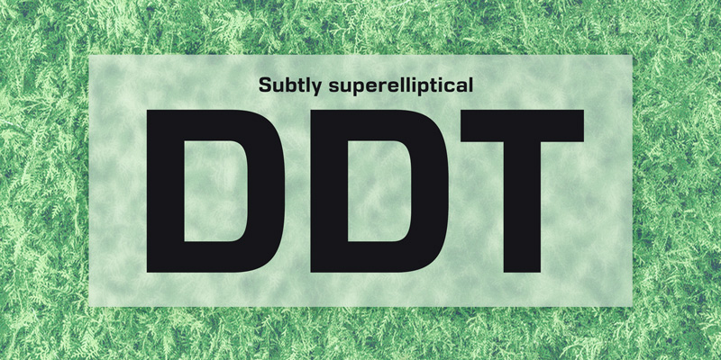 Card displaying DDT typeface in various styles