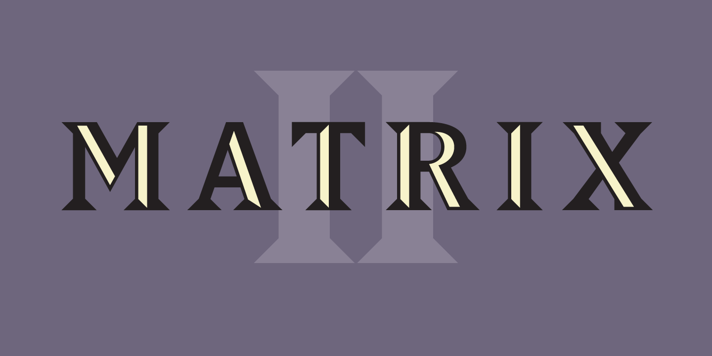Card displaying Matrix II typeface in various styles
