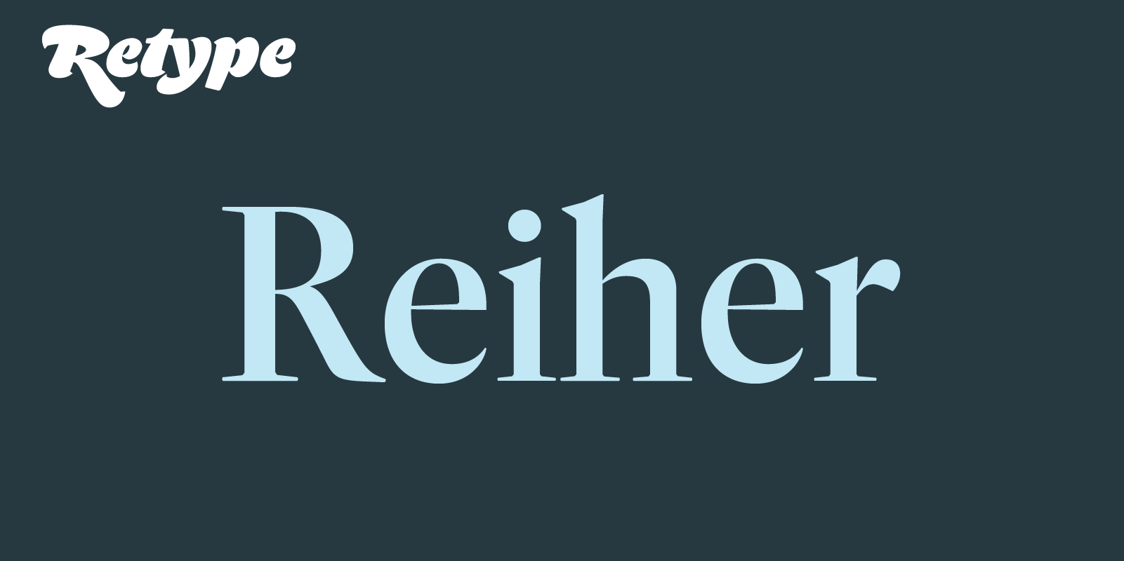 Card displaying Reiher Headline typeface in various styles