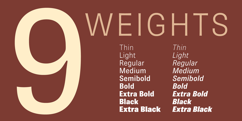Card displaying Brown Pro typeface in various styles