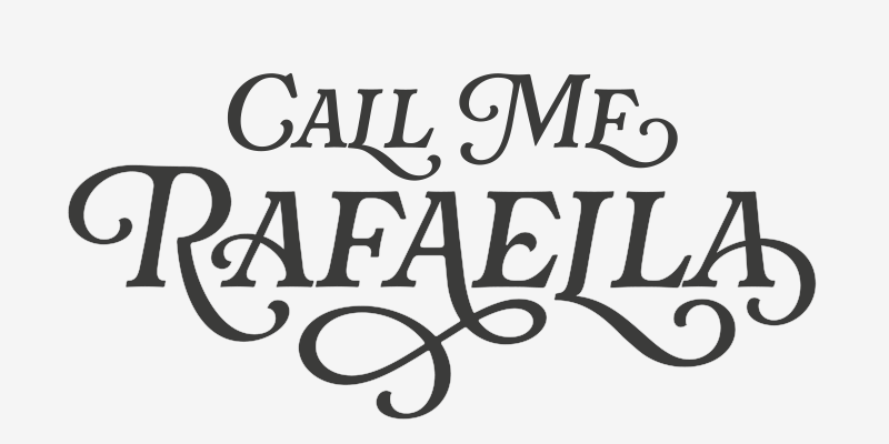 Card displaying Rafaella typeface in various styles