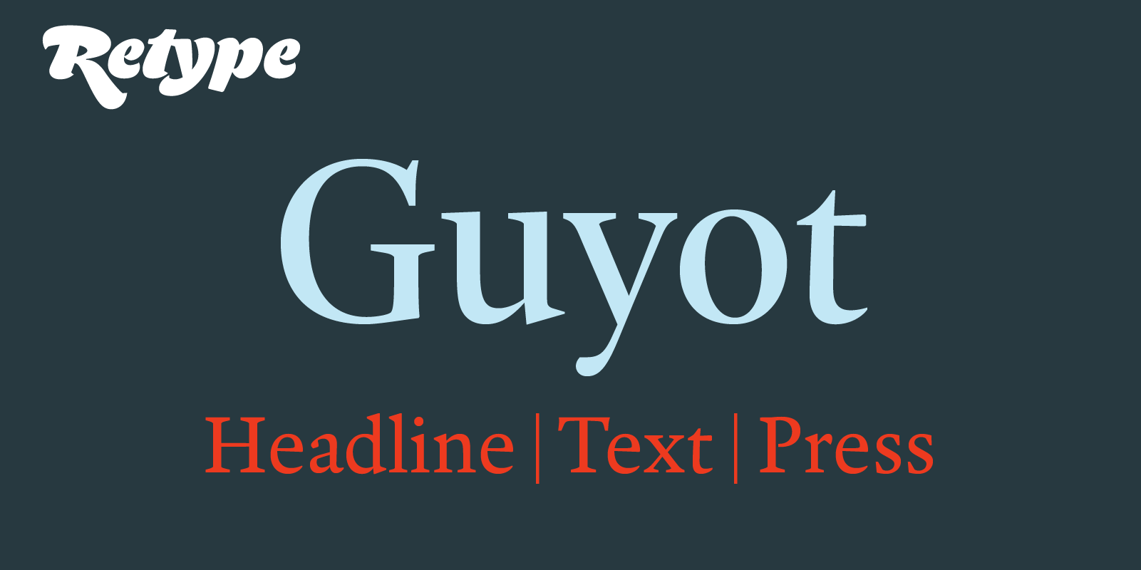 Card displaying Guyot typeface in various styles