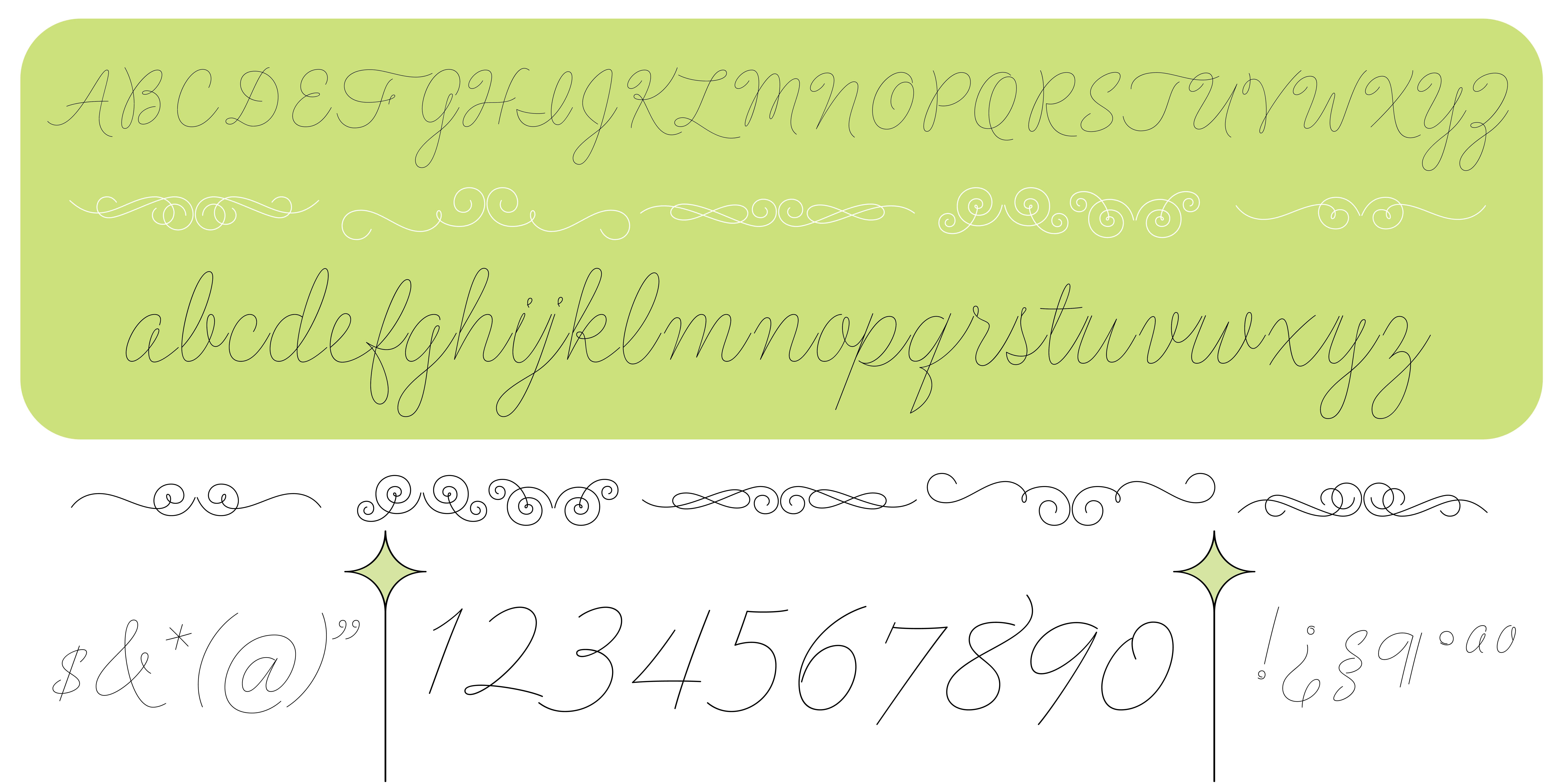 Card displaying Flirt Script typeface in various styles