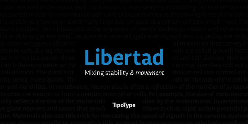 Card displaying Libertad typeface in various styles