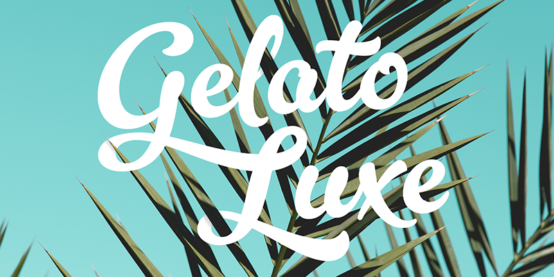 Card displaying Gelato Luxe typeface in various styles