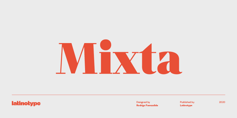 Card displaying Mixta typeface in various styles