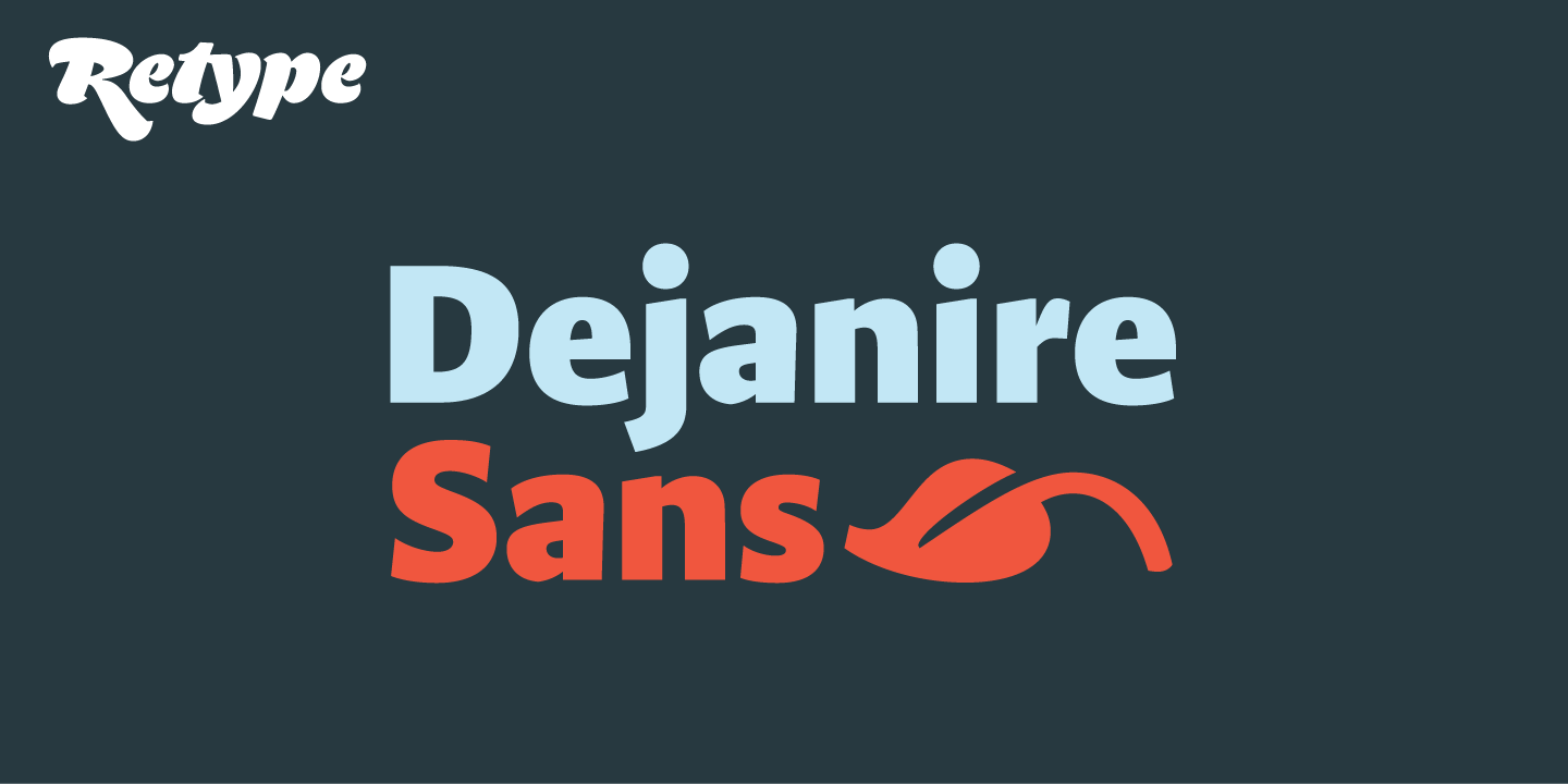 Card displaying Dejanire Sans typeface in various styles