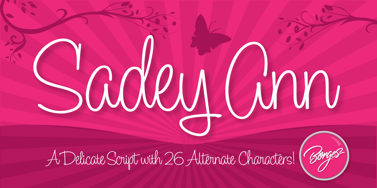 Card displaying Sadey Ann typeface in various styles