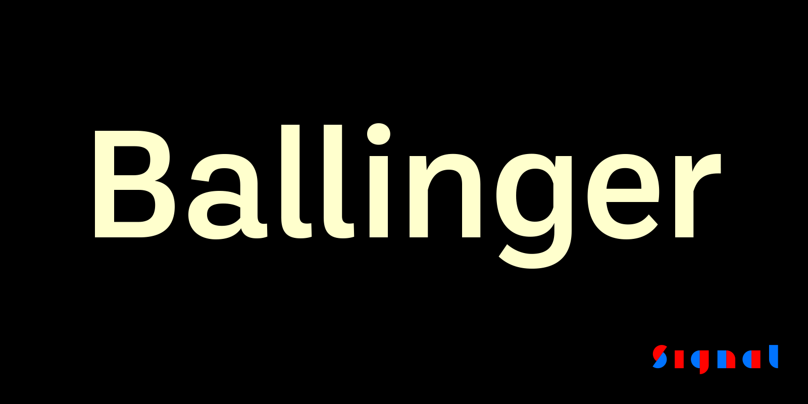 Card displaying Ballinger typeface in various styles